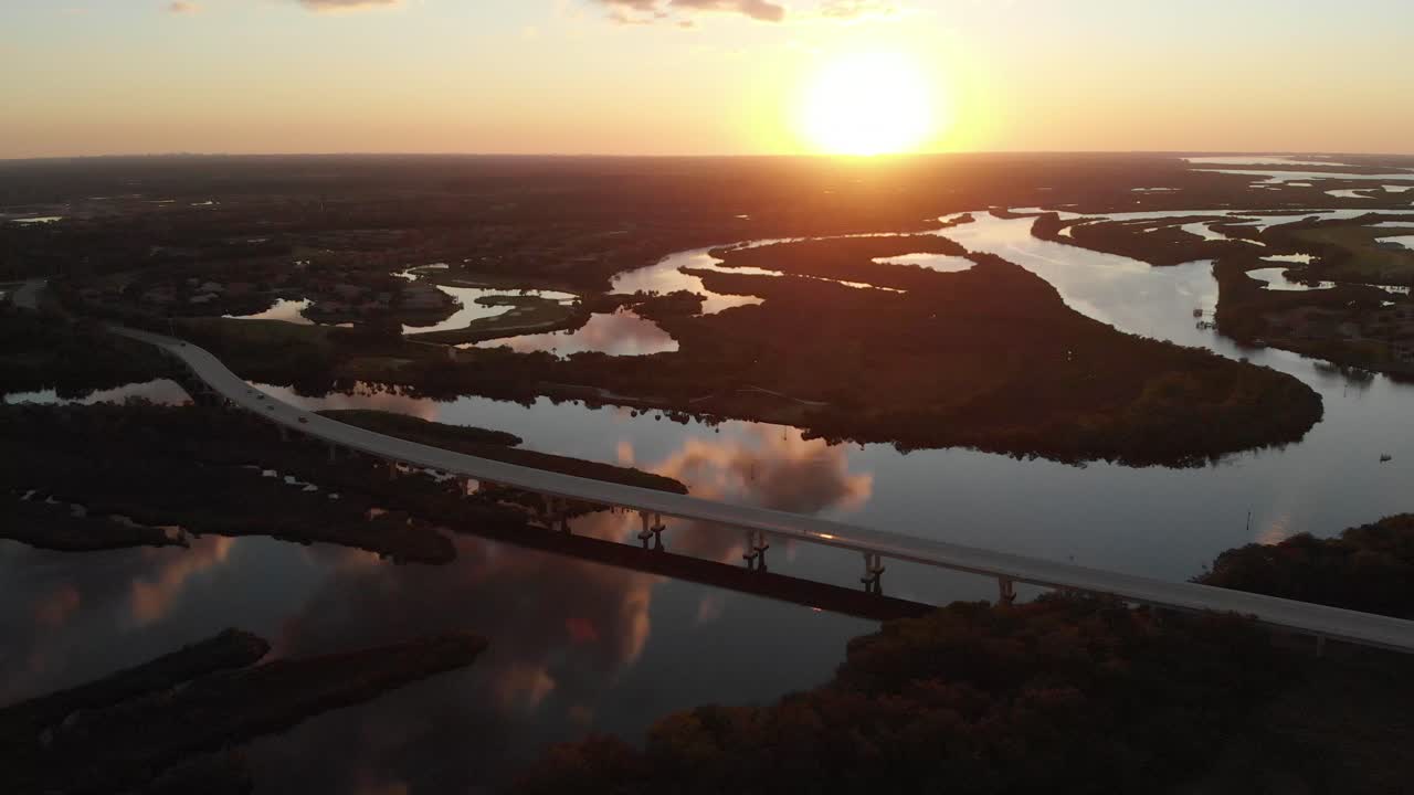 Fort Hamer Bridge, Bradenton, Florida on a gorgeous  Manatee County sunset twilight