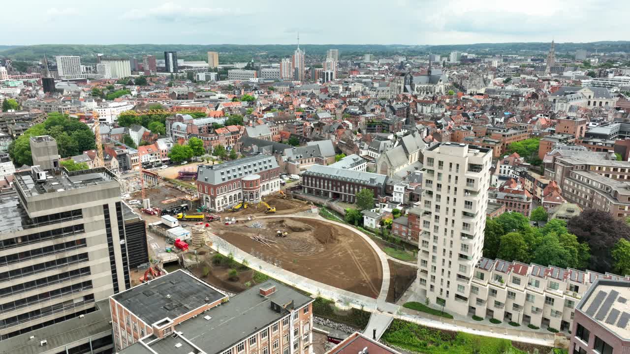 Aerial Approach Hertogensite Leuven - Construction Works in the City