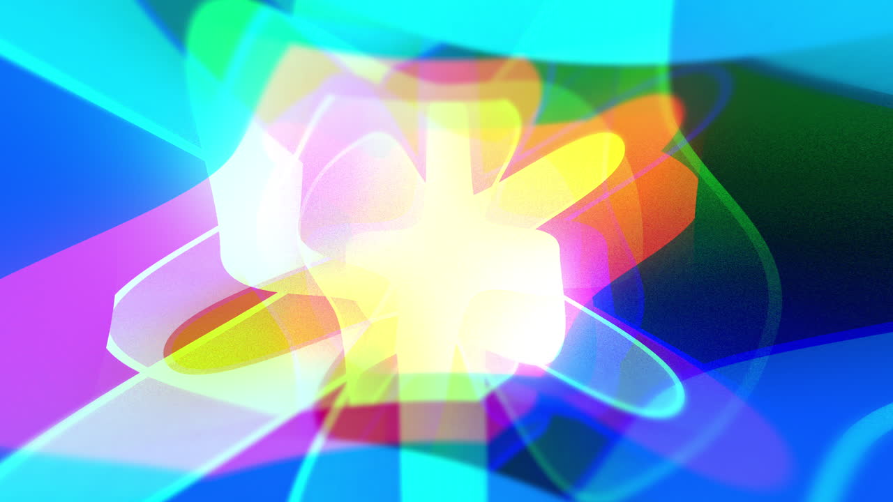 Multicolour 4K looping gradient background with subtle movement and glowing lines. Cell like shapes bouncing and flowing in fullscreen with a blue background.