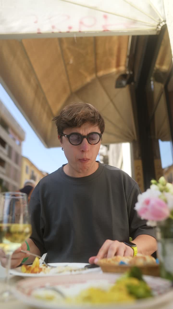 Man enjoying lunch outdoors