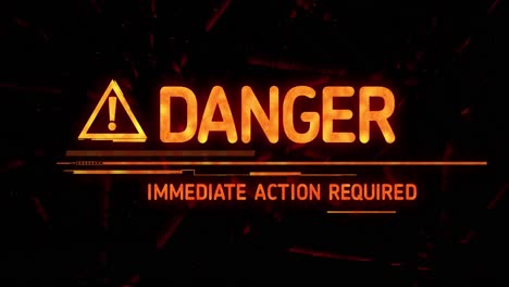 animation of danger sign and text on black background