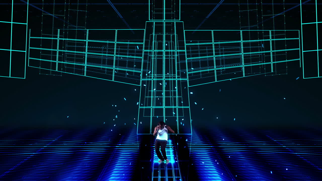 춤추는 남자를 보여주는 애니메이션