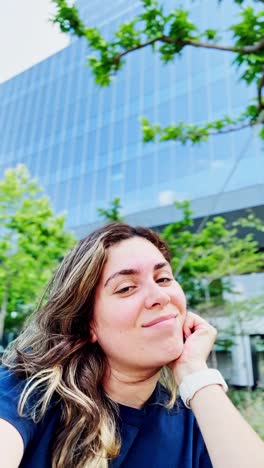 young woman's casual urban selfie