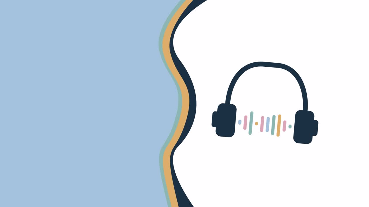 색 배경에 카 헤드폰 디자인의 4k 비디오