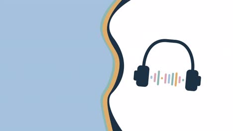 video en 4k del diseño de auriculares de dibujos animados en fondo blanco.