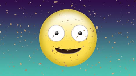 Animation-of-smiling-emoji-icon-on-green-background