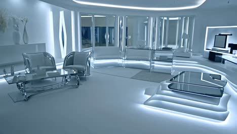 modern futuristic white living room interior design