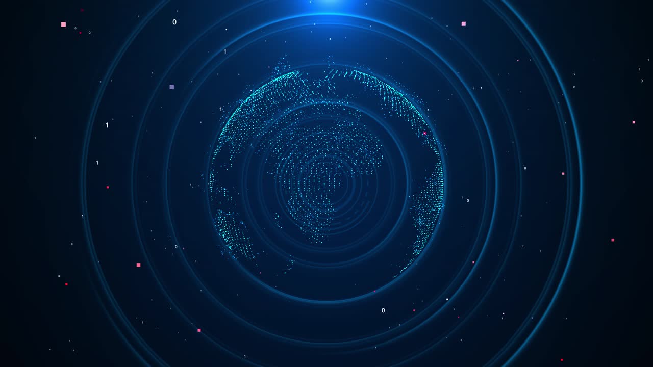 3d earth globe rotation computer binary data network background global network connection
