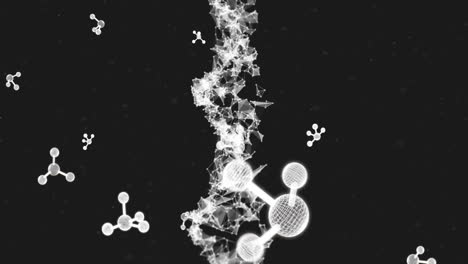 animation of dna strand over molecues