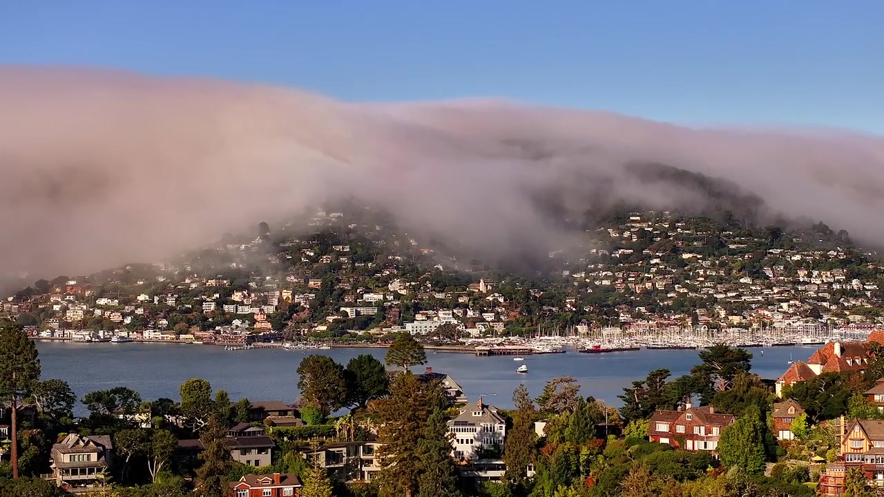 Isla Belvedere y Sausalito en la niebla