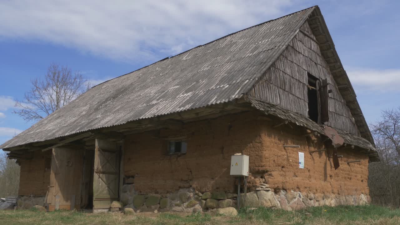 Old Clay Farm Building With Slate Sheet Roof