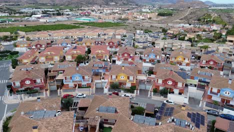 Aerial-view-of-residential-buildings-and-cityscape-drom-a-drone-perspective-in-the-south-of-Spain