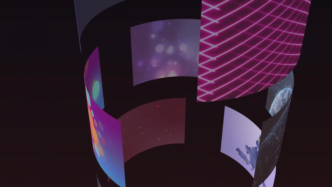 animación compuesta de tubo giratorio de pantallas de negocios, ocio y tecnología