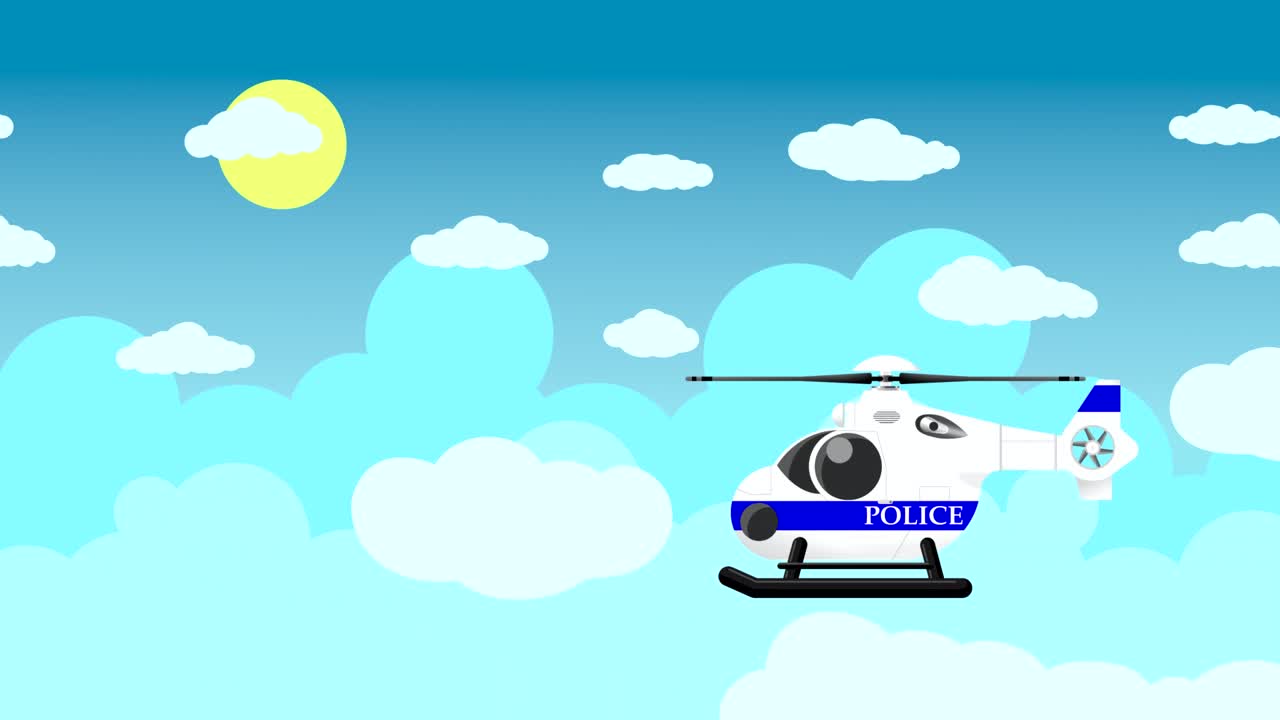 파란 줄무가 있는 색 경찰 헬리터