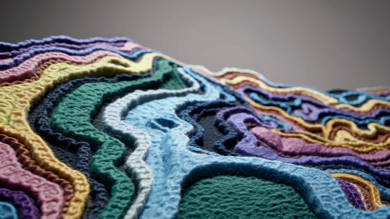Colorful layered fabric texture art