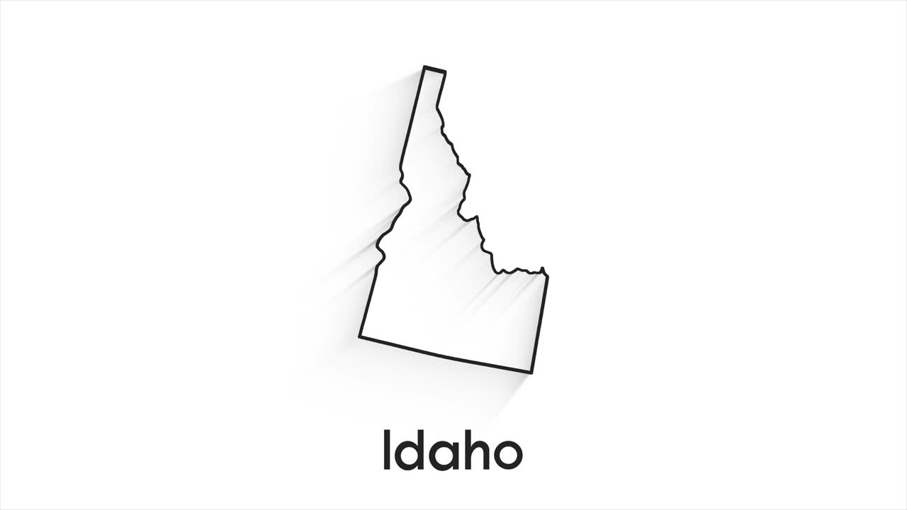 штат айдахо соединенных штатов америки. анимированная линия маркера местоположения на карте. легко использовать с режимом прозрачности экрана на вашем видео.