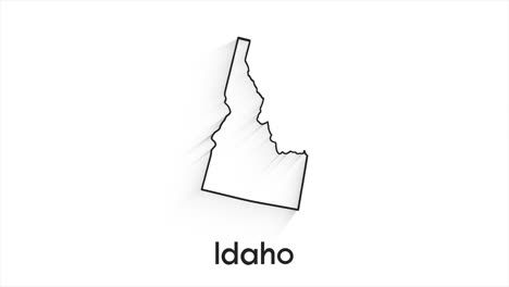 estado de idaho de los estados unidos de américa. marcador de ubicación de línea animada en el mapa. fácil de usar con el modo de transparencia de pantalla en su video.