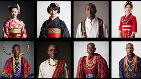 diverse portraits in traditional attire
