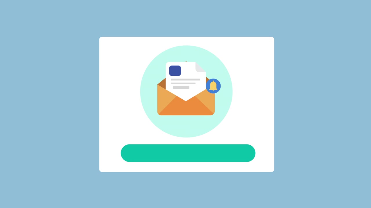 Icona animata di notifica email con barra di caricamento.