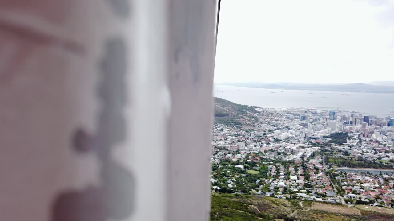 Cityscape View of Cape Town from Cableway going up to Table Mountain