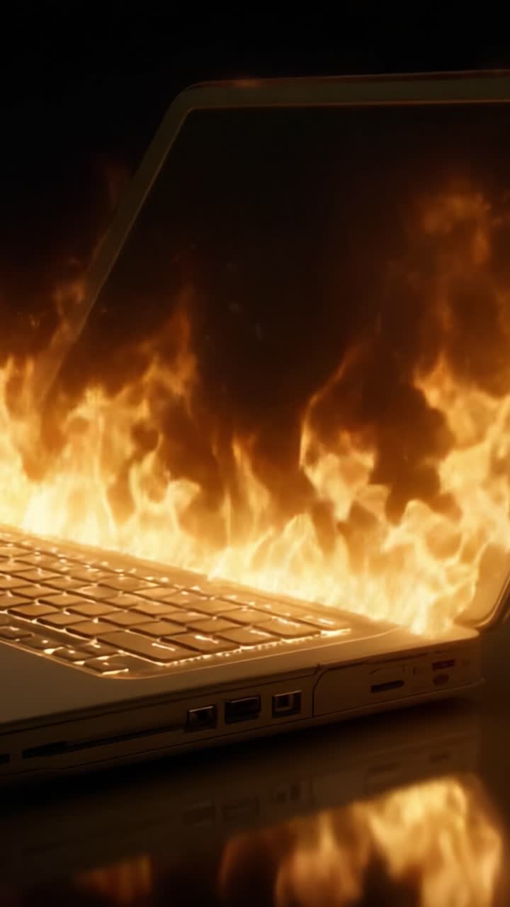 En bærbar computer i flammer: Farerne ved overophedning af elektronik og virkningen af brandfarer i vores digitale tidsalder