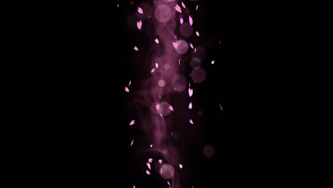coloridos pétalos brillantes balanceándose en el fondo de la primavera con llamaradas solares. hermosa escena de la naturaleza. ilustración pétalos de cereza en flor. gráfico abstracto de primavera. animación de bucle.