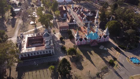 Medieval-castle-at-abandoned-Children-Republic-or-República-de-los-Niños-theme-park-at-La-Plata-in-Buenos-Aires,-Argentina