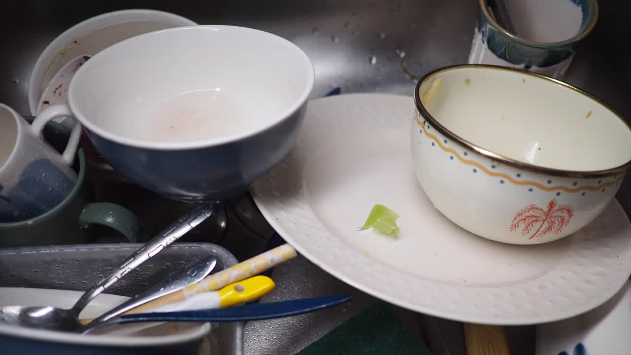 Dirty dishes in a sink