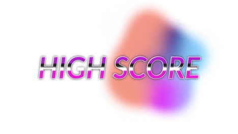 animación de texto de alta puntuación sobre un fondo abstractamente multicolor con patrones