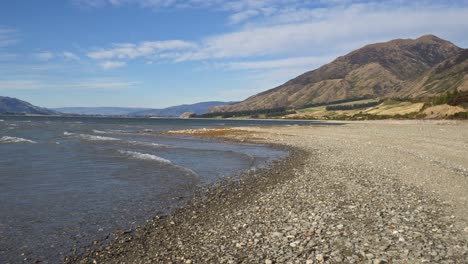 lake hawea - scenic lake with mountains, otago region, south island, new zealand - wide shot