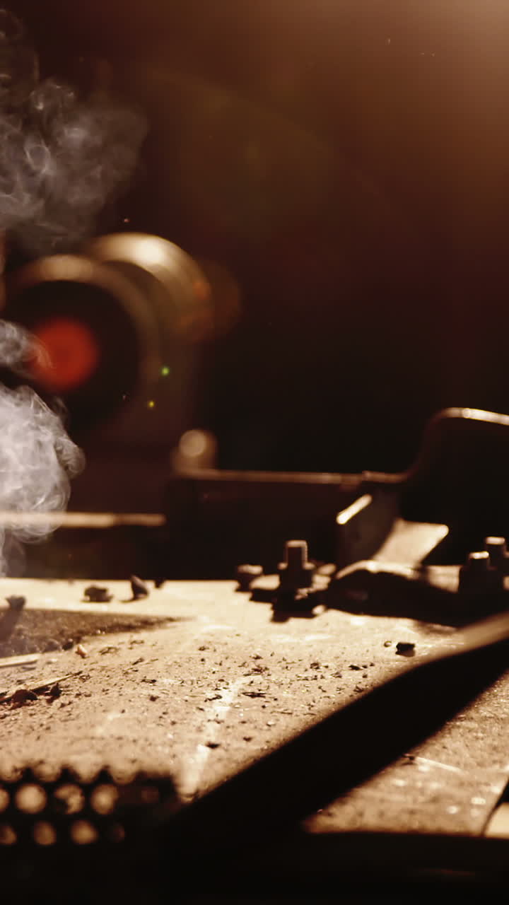 Hand of blacksmith heating iron rod in fire