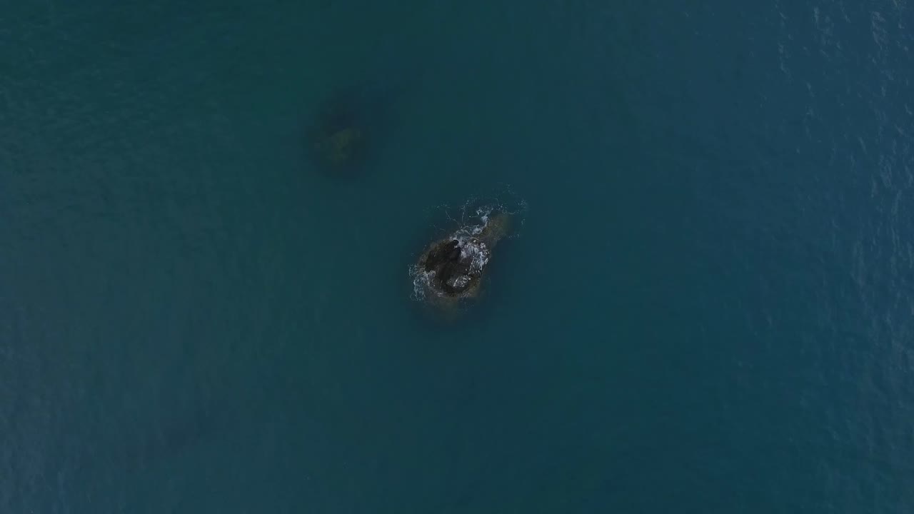 vista aérea de una roca sobre un tranquilo mar azul del caribe