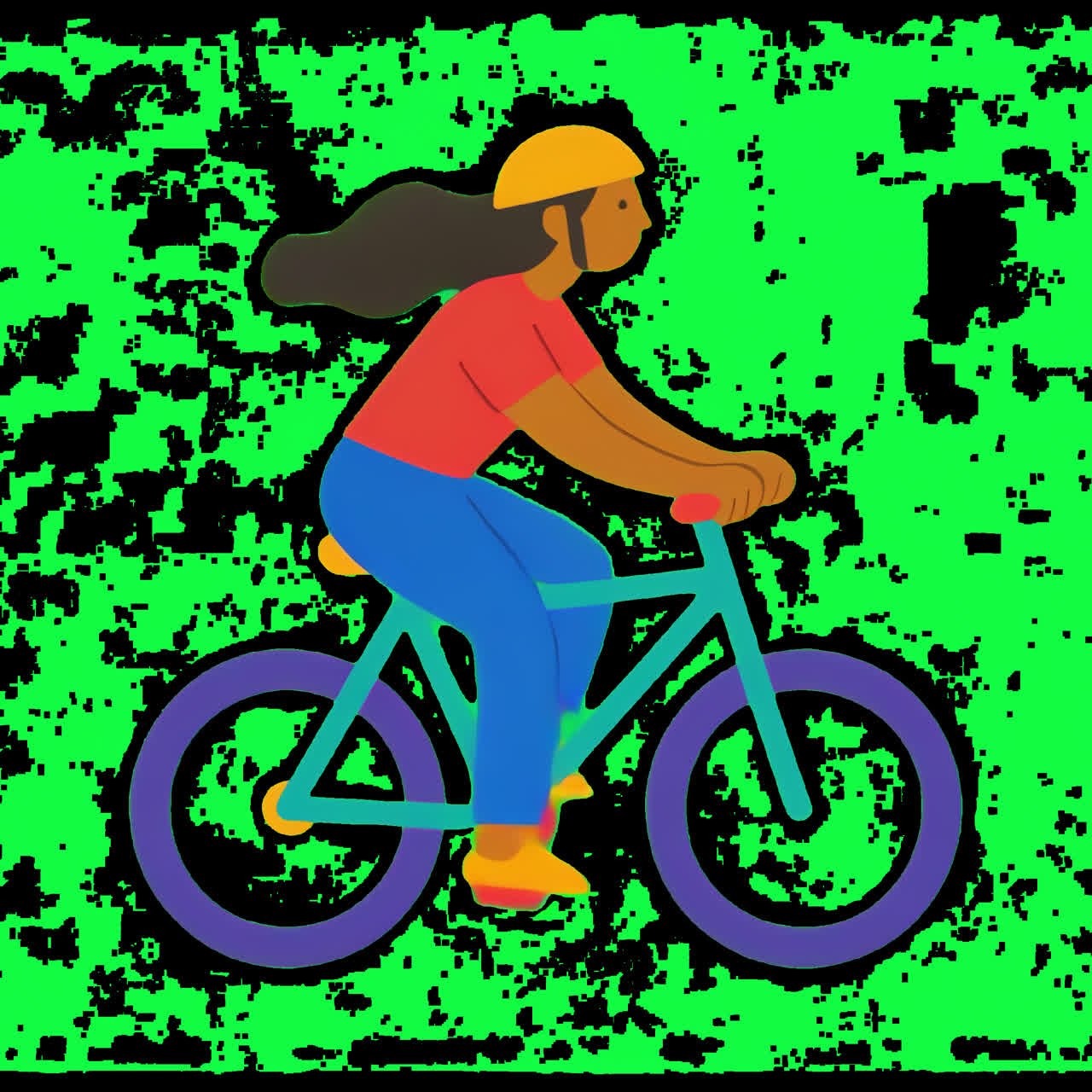 Colorful illustration of cycling animation isolated asset, transparent 4K video, alpha channel