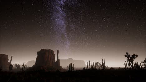 Hiperlapso-En-El-Desierto-Del-Parque-Nacional-Del-Valle-De-La-Muerte-Iluminado-Por-La-Luna-Bajo-Las-Estrellas-De-La-Galaxia