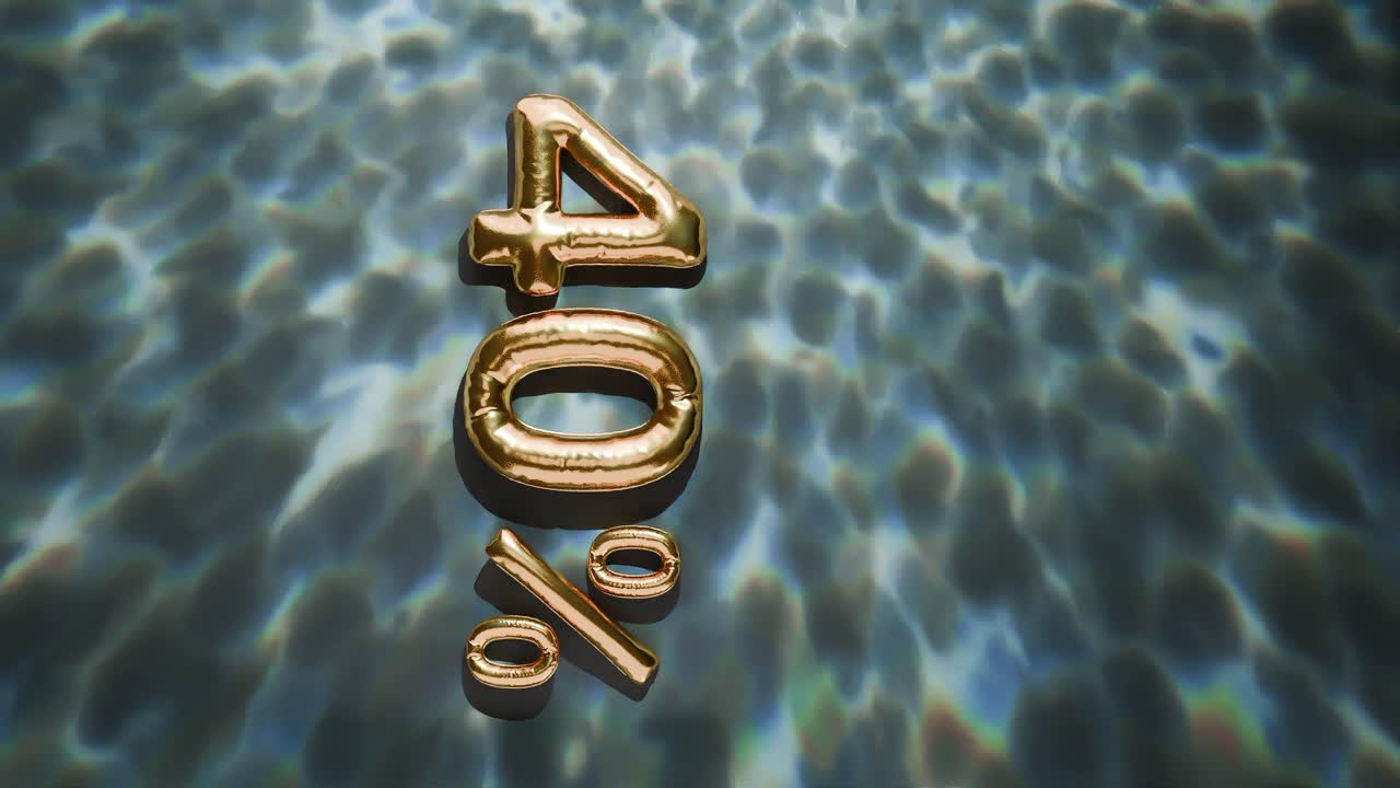 oro 40% flotando por encima de las ondas de agua en fondo negro vertical