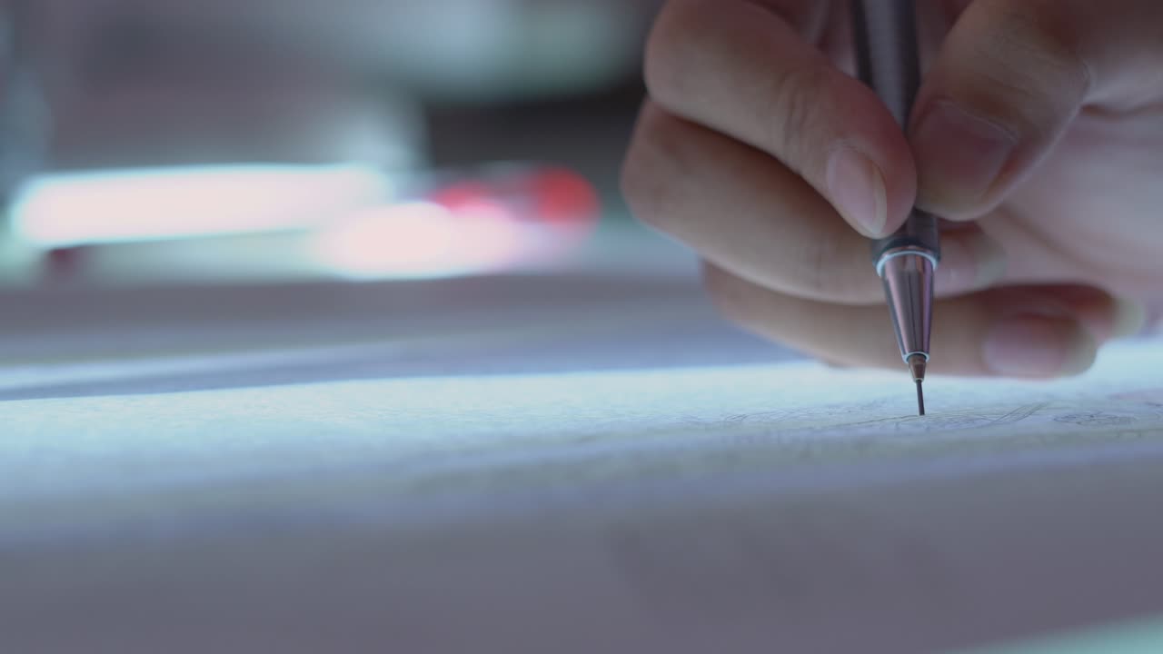Close Up Shot Of Graphic Designer Sketching Design Concepts With A Pencil On Paper