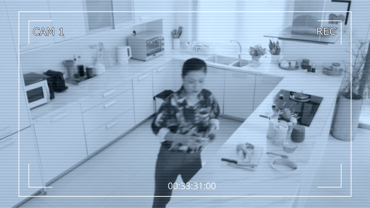 CCTV of Couple Having Breakfast at Home