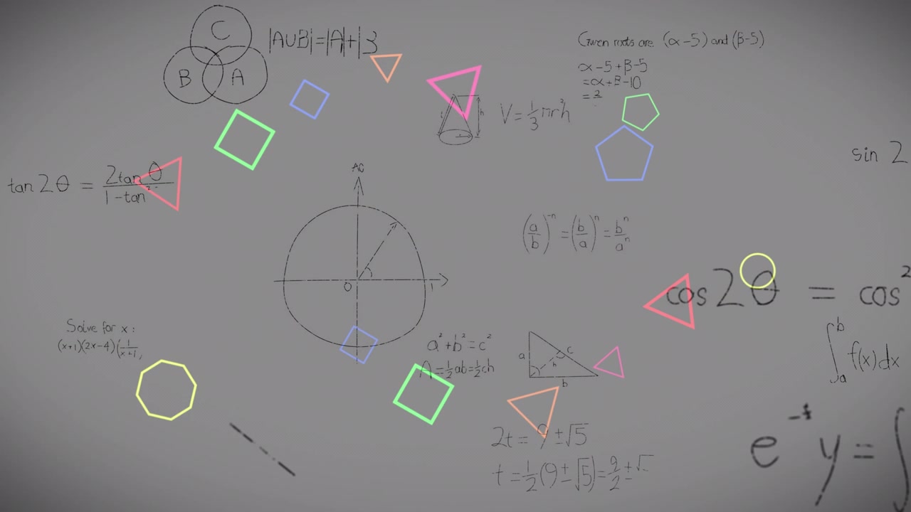 Animated Mathematical Equations and Geometric Shapes