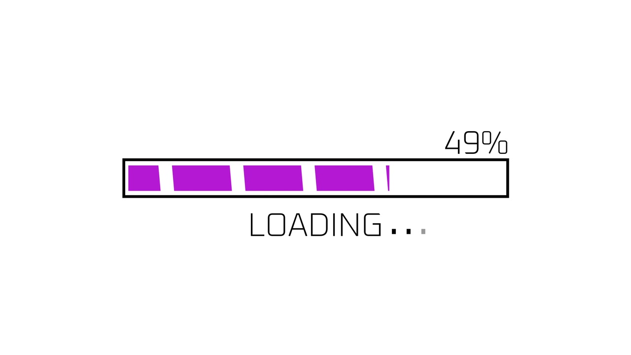 Animated Purple Loading Progress Bar from 1 to 100 Percent