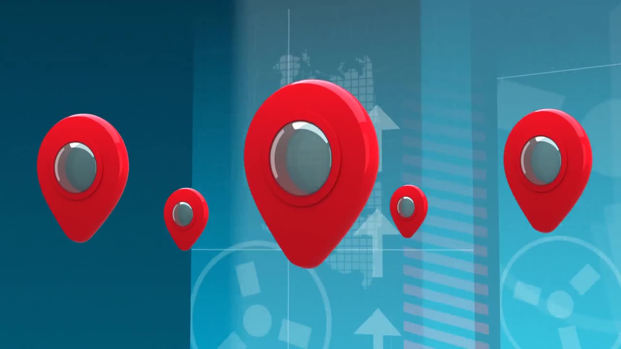 pin del mapa y diferentes símbolos