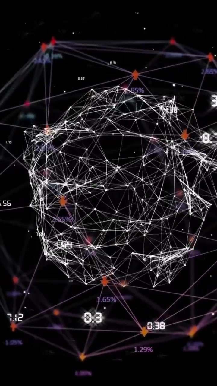 Animation of data processing and globe over black background