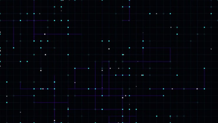 Abstract Digital Network Grid with Glowing Data Nodes
