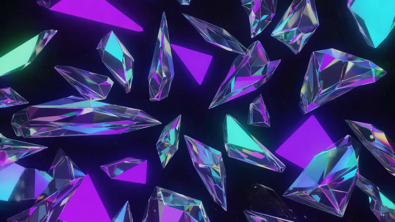 Abstract Blue and Purple Crystal Shards on Black Background