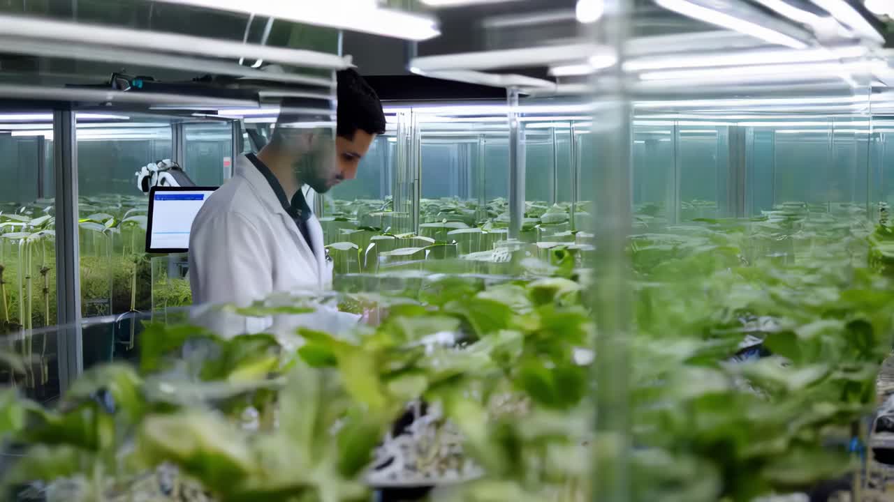crecimiento automático de plantas en un laboratorio de entorno controlado