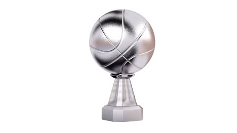 front view of basketball silver trophy in infinite rotation