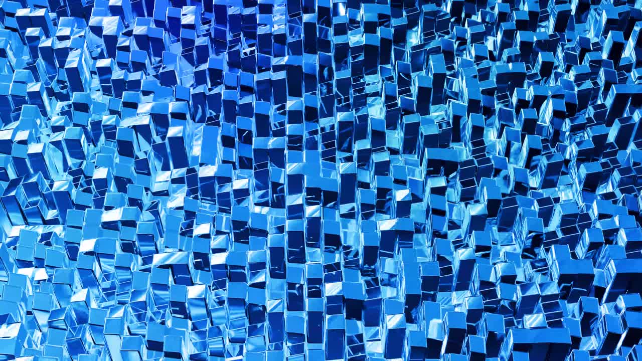 fondo líquido abstracto en bucle con patrón brillante ondulado en una superficie brillante y brillante. fluido azul viscoso como la superficie de papel de aluminio o vidrio brillante. hermoso telón de fondo festivo creativo. simple bg brillante