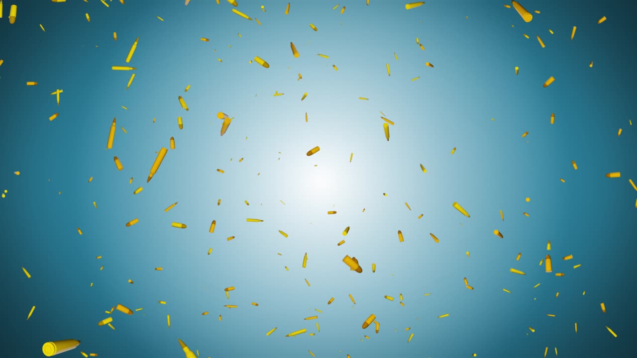 Shiny gold round pistol bullets floating space saving and killing concept 3d concept of war criminal