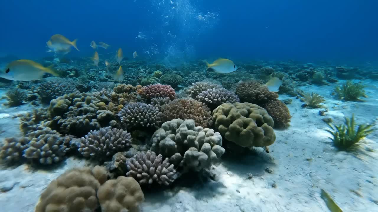arrecife de coral submarino con peces