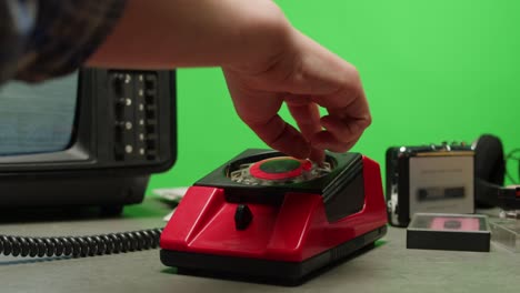 retro vintage phone, a yellow rotary telephone is displayed on a wooden desk, adding a nostalgic touch