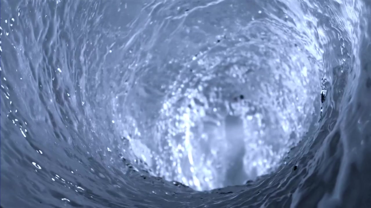 Water Vortex Swirling Down a Drain in Slow Motion